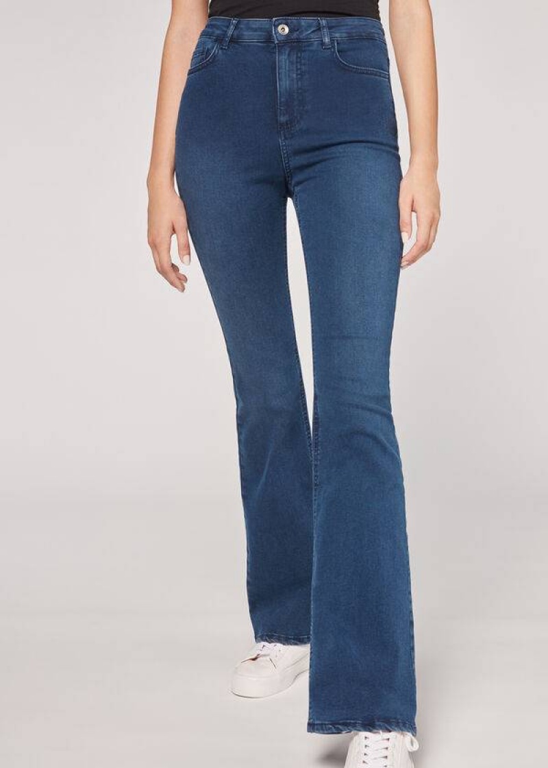 Calzedonia Flared Jeans Damen Blau | DE1598GL